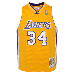 Shaquille O'Neal Los Angeles Lakers Youth 1999/00 Hardwood Classics Swingman Jersey - Gold | Mitchell & Ness for sale