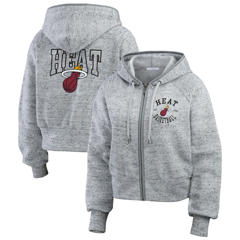 Miami Heat WEAR by Erin Andrews Women's Speckled Radiator Full-Zip Hoodie - Heather Gray sale