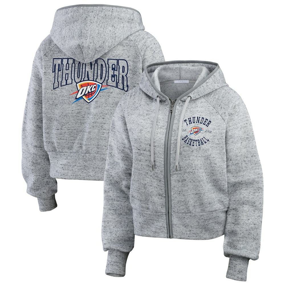Oklahoma City Thunder WEAR by Erin Andrews Women's Speckled Radiator Full-Zip Hoodie - Heather Gray on sale