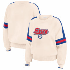 Philadelphia 76ers WEAR by Erin Andrews Women's Stripe Pullover Sweater - Cream shop