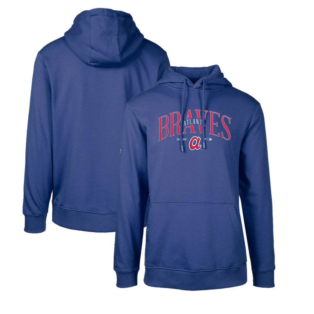 Atlanta Braves Levelwear Cooperstown Collection Podium Retro Spellout Pullover Hoodie - Royal