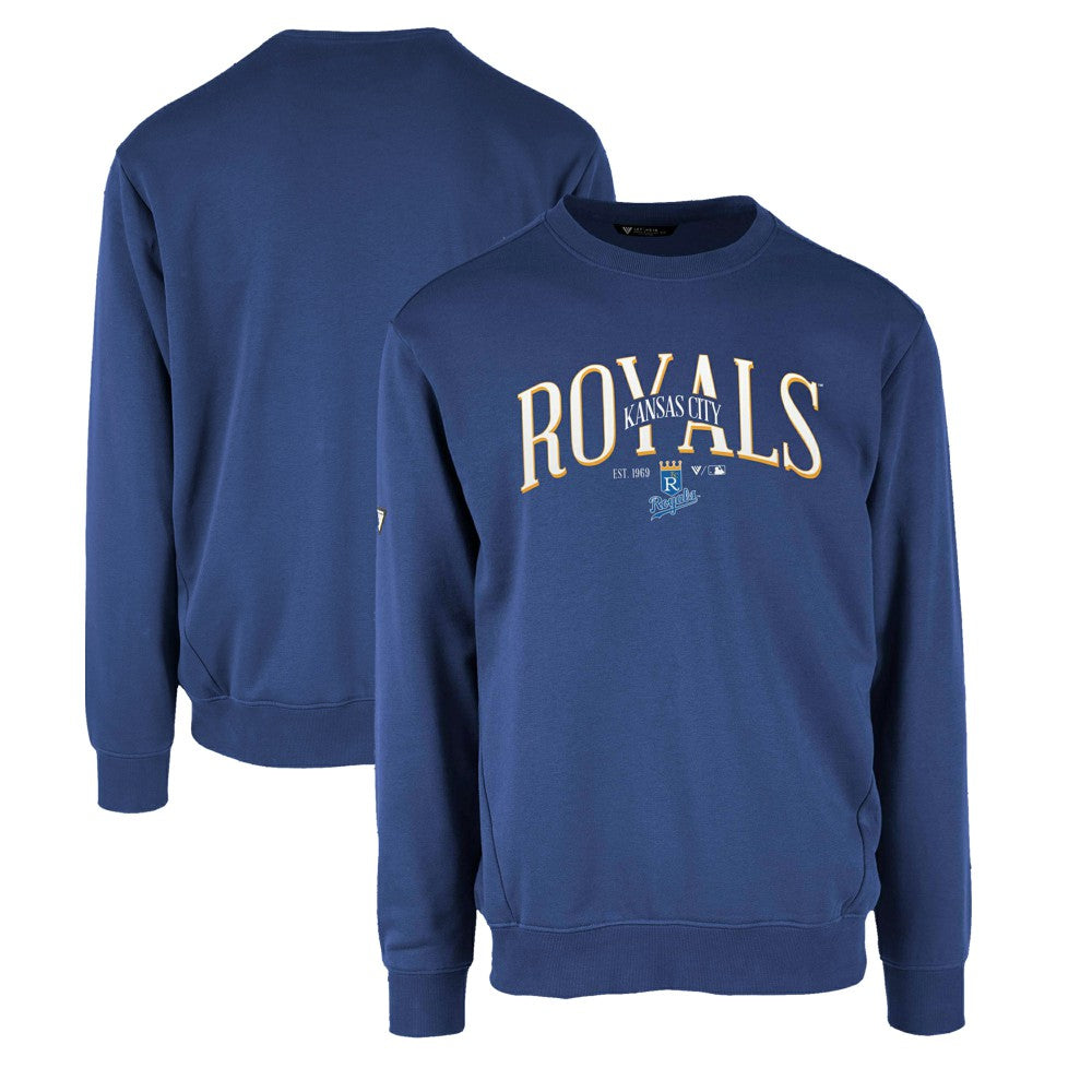 Kansas City Royals Levelwear Zane Cooperstown Collection Retro Spellout Pullover Sweatshirt - Royal
