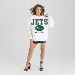 NFL New York Jets Gameday Couture Women's Sunday Drives Oversized Crewneck Pullover Sweatshirt