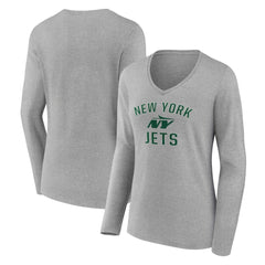 NFL New York Jets Women's Victory Arch Long Sleeve V-Neck T-Shirt