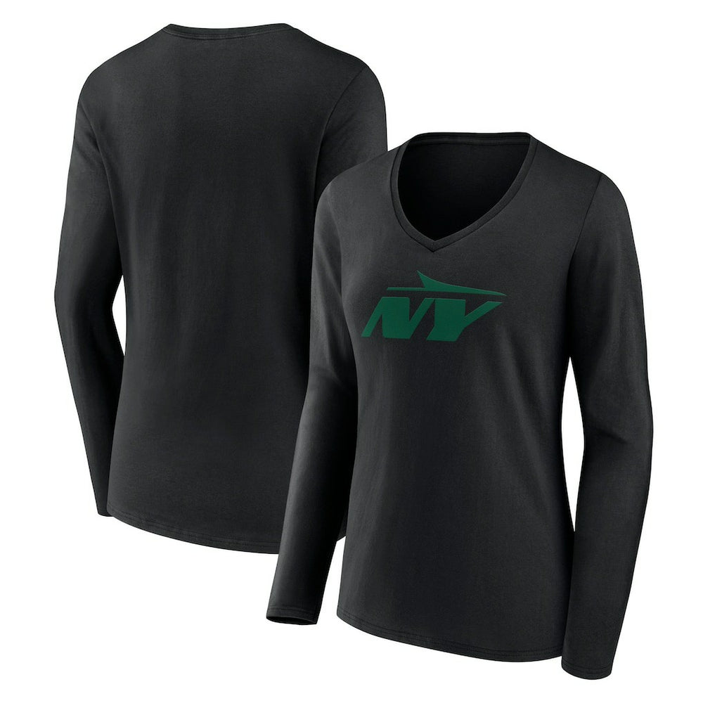 NFL New York Jets Women's Secondary Logo Long Sleeve V-Neck T-Shirt