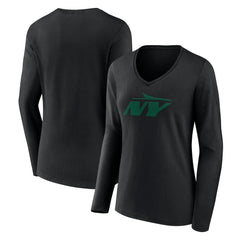 NFL New York Jets Women's Secondary Logo Long Sleeve V-Neck T-Shirt