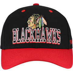 Chicago Blackhawks Mitchell & Ness Backside Script Two-Tone Pro Crown Adjustable Hat