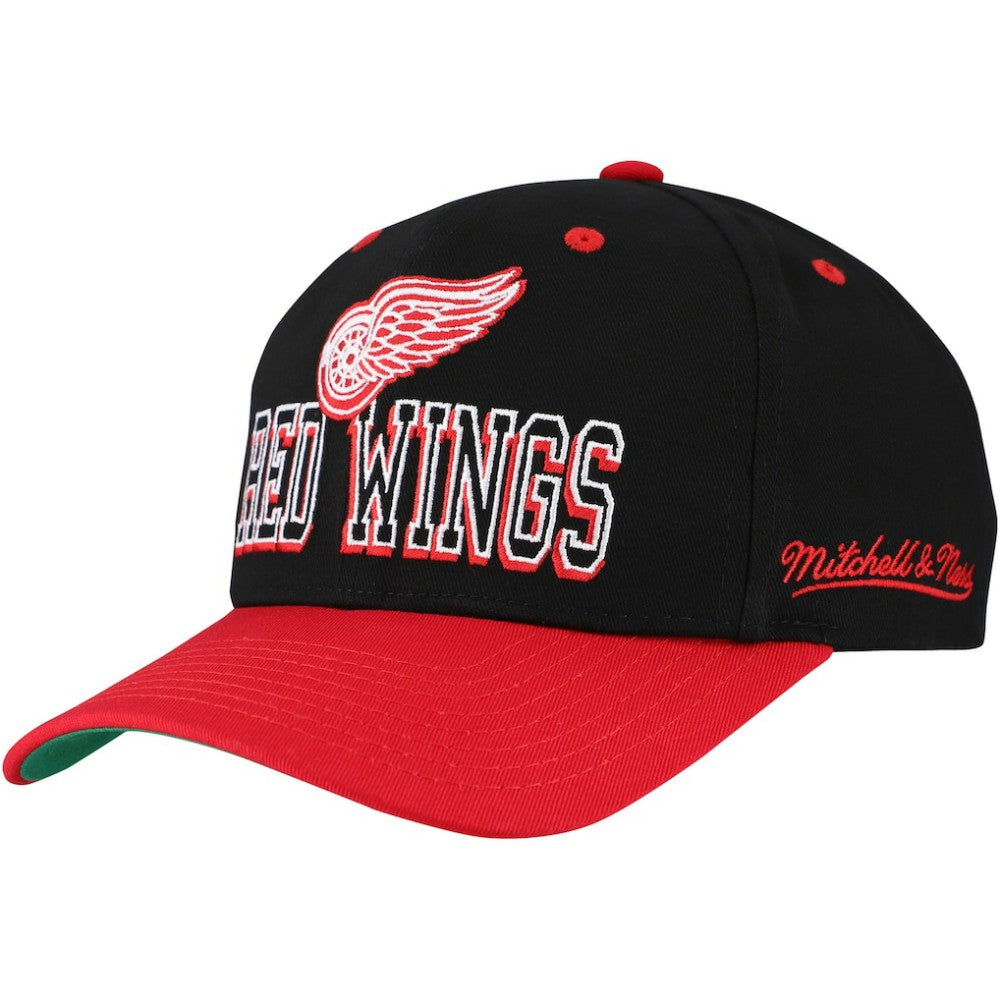 Detroit Red Wings Mitchell & Ness Backside Script Two-Tone Pro Crown Adjustable Hat
