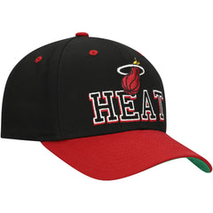 Miami Heat Backside Script Two-Tone Pro Crown Adjustable Hat - Black/Red | Mitchell & Ness shop