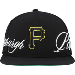 Pittsburgh Pirates Just Don x MLB Lux Script Snapback Hat - Black | Mitchell & Ness