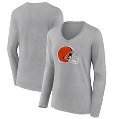 NFL Cleveland Browns Women's Primary Logo Long Sleeve V-Neck T-Shirt