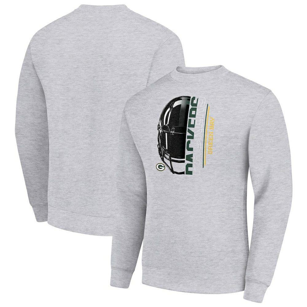 NFL Green Bay Packers Starter Half Helmet Team Graphic Tri-Blend Fleece Pullover Sweatshirt