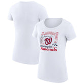 Washington Nationals G-III 4Her by Carl Banks Women's Super-Slim Fit Lightweight Collage Team Graphic Crew Neck T-Shirt - White