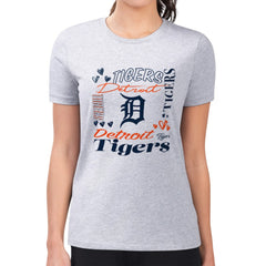Detroit Tigers G-III 4Her by Carl Banks Women's Super-Slim Fit Lightweight Collage Team Graphic Crew Neck T-Shirt - Heather Gray