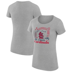 St. Louis Cardinals G-III 4Her by Carl Banks Women's Super-Slim Fit Lightweight Collage Team Graphic Crew Neck T-Shirt - Heather Gray