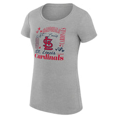 St. Louis Cardinals G-III 4Her by Carl Banks Women's Super-Slim Fit Lightweight Collage Team Graphic Crew Neck T-Shirt - Heather Gray