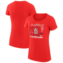 St. Louis Cardinals G-III 4Her by Carl Banks Women's Super-Slim Fit Lightweight Collage Team Graphic Crew Neck T-Shirt - Red