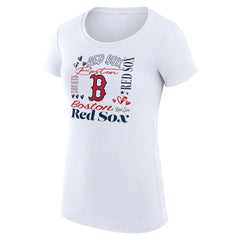 Boston Red Sox G-III 4Her by Carl Banks Women's Super-Slim Fit Lightweight Collage Team Graphic Crew Neck T-Shirt - White