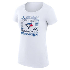 Toronto Blue Jays G-III 4Her by Carl Banks Women's Super-Slim Fit Lightweight Collage Team Graphic Crew Neck T-Shirt - White