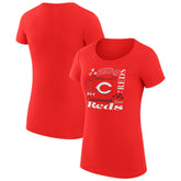 Cincinnati Reds G-III 4Her by Carl Banks Women's Super-Slim Fit Lightweight Collage Team Graphic Crew Neck T-Shirt - Red