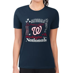 Washington Nationals G-III 4Her by Carl Banks Women's Super-Slim Fit Lightweight Collage Team Graphic Crew Neck T-Shirt - Navy