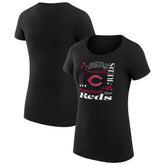 Cincinnati Reds G-III 4Her by Carl Banks Women's Super-Slim Fit Lightweight Collage Team Graphic Crew Neck T-Shirt - Black