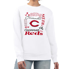 Cincinnati Reds G-III 4Her by Carl Banks Women's Collage Team Graphic Fleece Pullover Hoodie - White