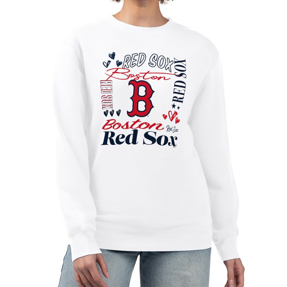 Boston Red Sox G-III 4Her by Carl Banks Women's Collage Team Graphic Fleece Pullover Hoodie - White