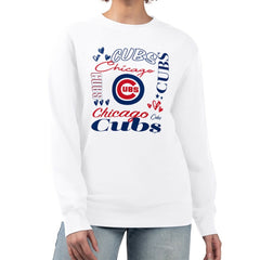 Chicago Cubs G-III 4Her by Carl Banks Women's Collage Team Graphic Fleece Pullover Hoodie - White