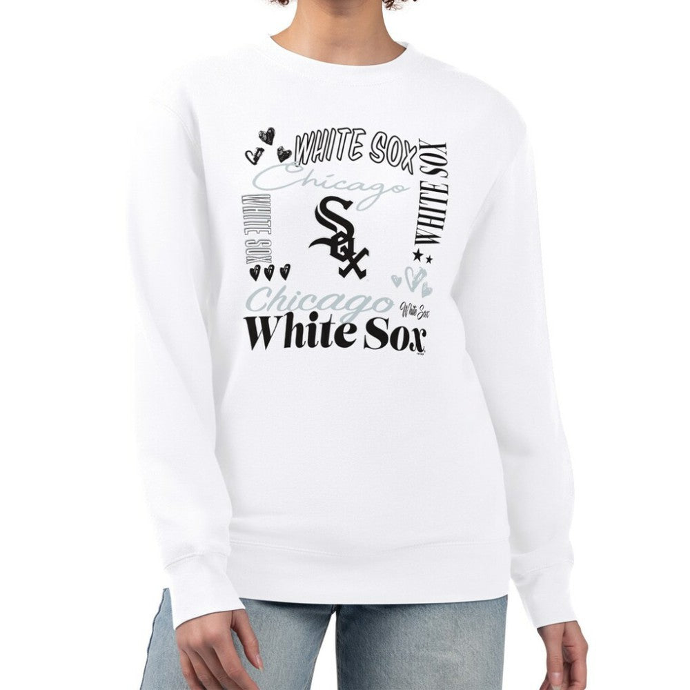 Chicago White Sox G-III 4Her by Carl Banks Women's Collage Team Graphic Fleece Pullover Hoodie - White