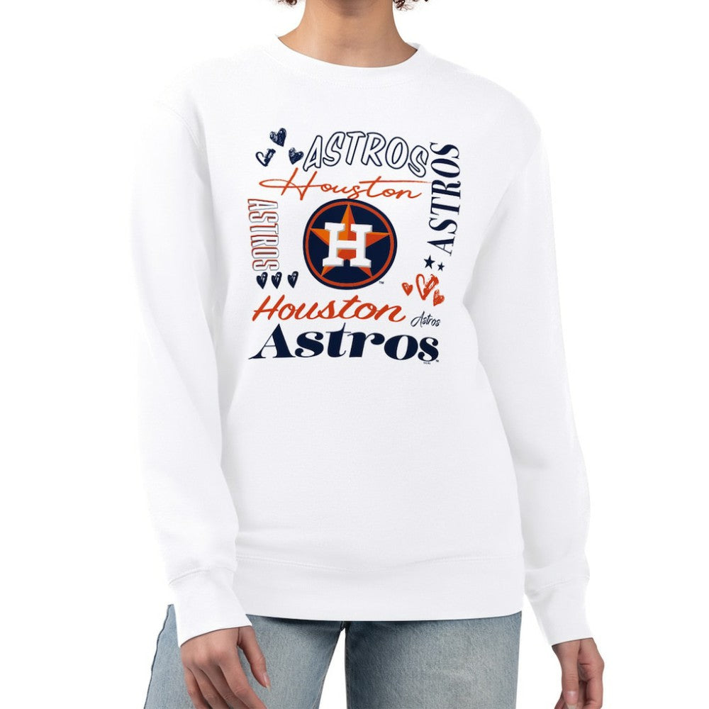 Houston Astros G-III 4Her by Carl Banks Women's Collage Team Graphic Fleece Pullover Hoodie - White