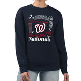 Washington Nationals G-III 4Her by Carl Banks Women's Collage Team Graphic Fleece Pullover Hoodie - Navy