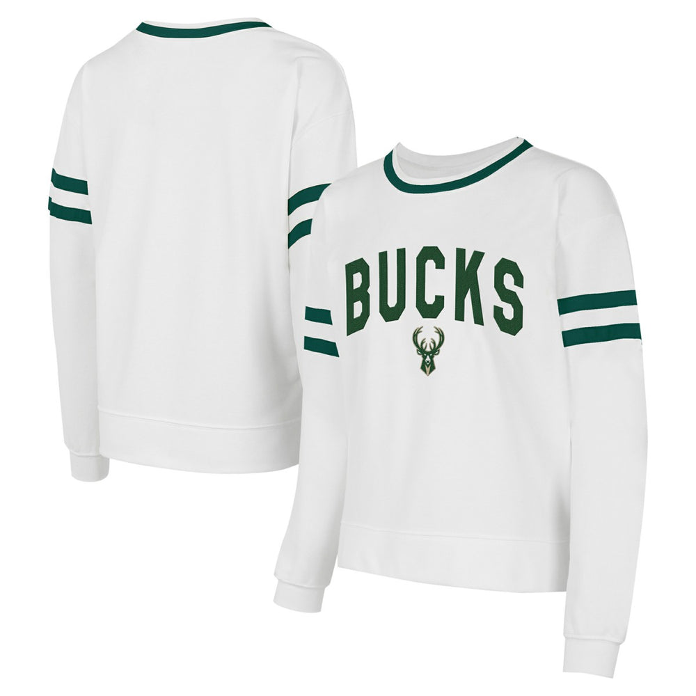 Milwaukee Bucks Concepts Sport Women's Borough Pullover Sweatshirt - White cheap