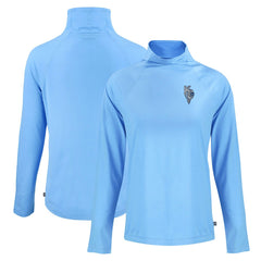 Kansas City Royals Cutter & Buck Women's City Connect Coastline Epic Comfort Eco Recycled Funnel Neck Raglan Pullover Top - Powder Blue