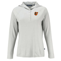 Baltimore Orioles Cutter & Buck Women's Coastline Epic Comfort Eco Recycled Hoodie Raglan Long Sleeve T-Shirt - Gray