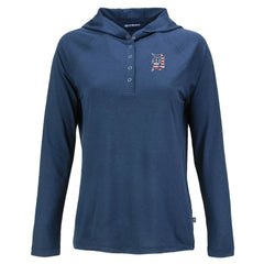 Detroit Tigers Cutter & Buck Women's Stars And Stripes Coastline Epic Comfort Eco Recycled Hoodie Raglan Long Sleeve T-Shirt - Navy