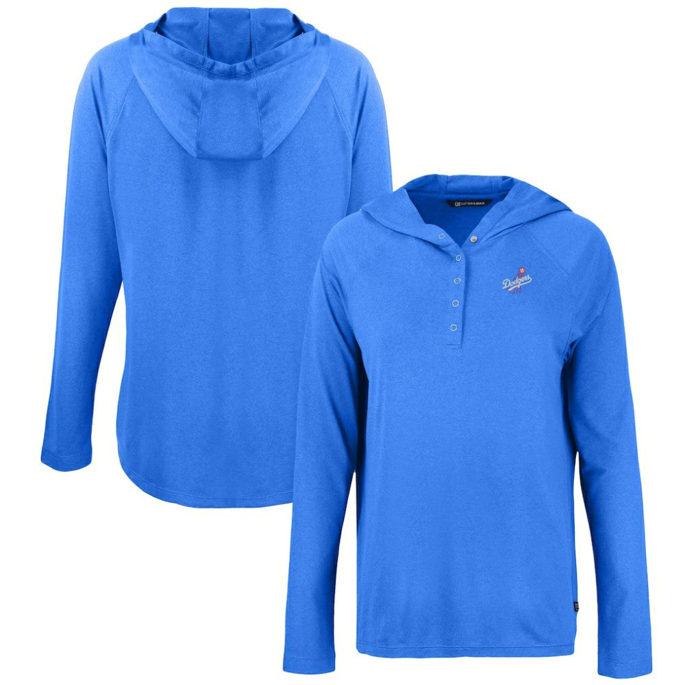 Los Angeles Dodgers Cutter & Buck Women's Cooperstown Collection Coastline Epic Comfort Eco Recycled Hoodie Raglan Long Sleeve T-Shirt - Royal