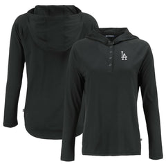 Los Angeles Dodgers Cutter & Buck Women's Coastline Epic Comfort Eco Recycled Hoodie Raglan Long Sleeve T-Shirt - Black