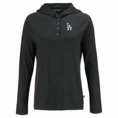 Los Angeles Dodgers Cutter & Buck Women's Coastline Epic Comfort Eco Recycled Hoodie Raglan Long Sleeve T-Shirt - Black