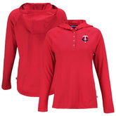 Minnesota Twins Cutter & Buck Women's Coastline Epic Comfort Eco Recycled Hoodie Raglan Long Sleeve T-Shirt - Red