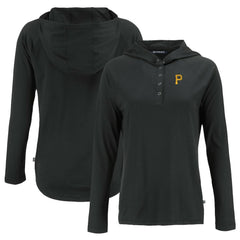 Pittsburgh Pirates Cutter & Buck Women's Coastline Epic Comfort Eco Recycled Hoodie Raglan Long Sleeve T-Shirt - Black