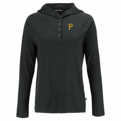 Pittsburgh Pirates Cutter & Buck Women's Coastline Epic Comfort Eco Recycled Hoodie Raglan Long Sleeve T-Shirt - Black