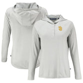 San Diego Padres Cutter & Buck Women's Coastline Epic Comfort Eco Recycled Hoodie Raglan Long Sleeve T-Shirt - Gray