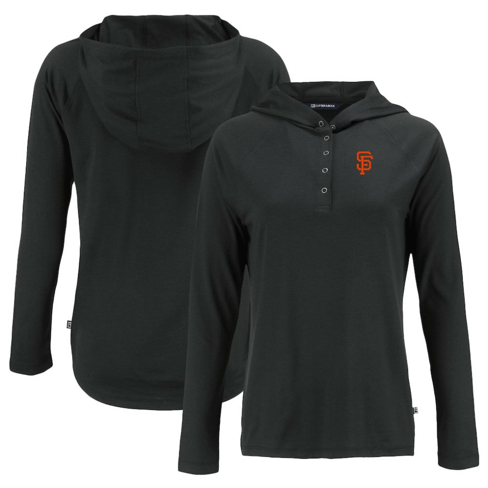 San Francisco Giants Cutter & Buck Women's Coastline Epic Comfort Eco Recycled Hoodie Raglan Long Sleeve T-Shirt - Black