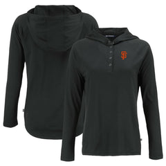 San Francisco Giants Cutter & Buck Women's Coastline Epic Comfort Eco Recycled Hoodie Raglan Long Sleeve T-Shirt - Black