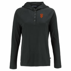 San Francisco Giants Cutter & Buck Women's Coastline Epic Comfort Eco Recycled Hoodie Raglan Long Sleeve T-Shirt - Black