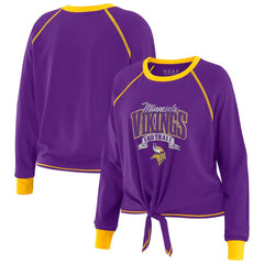 NFL Minnesota Vikings WEAR by Erin Andrews Women's Tie-Front Long Sleeve Top