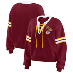 NFL Washington Commanders WEAR by Erin Andrews Women's Lace-Up Pullover Sweatshirt