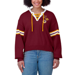NFL Washington Commanders WEAR by Erin Andrews Women's Lace-Up Pullover Sweatshirt