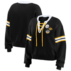 NFL Pittsburgh Steelers WEAR by Erin Andrews Women's Lace-Up Pullover Sweatshirt